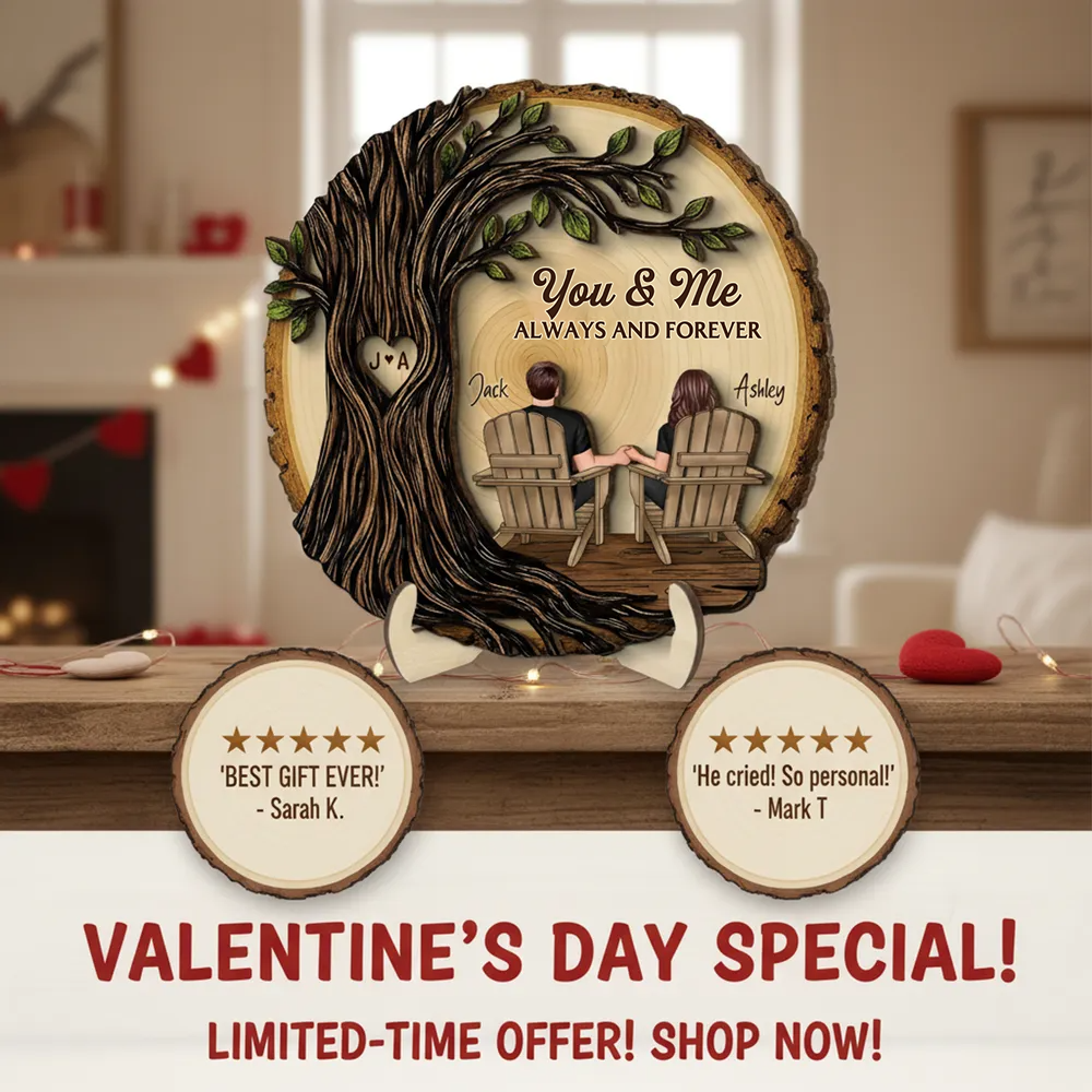 Personalised Couple Layered Wooden Plaque - Tree Design