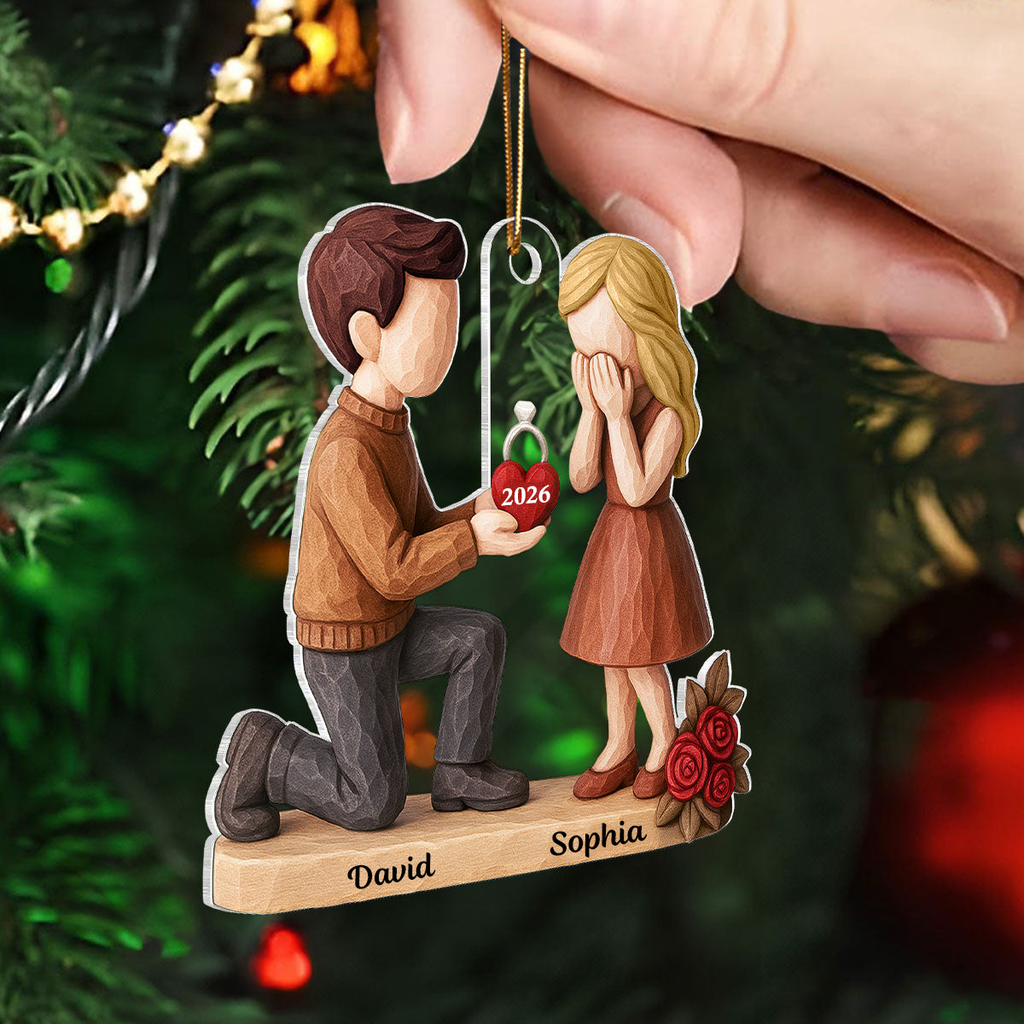 Personalised Anniversary Acrylic Hanging Ornament for Couples - Proposal Design