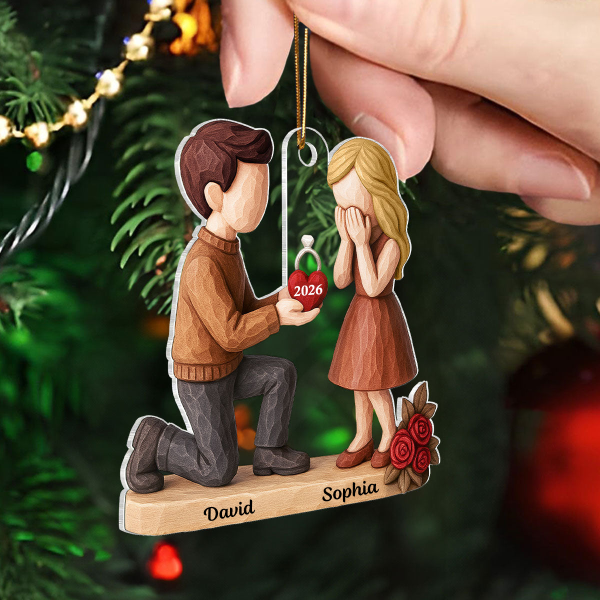 Personalised Anniversary Acrylic Hanging Ornament for Couples - Proposal Design