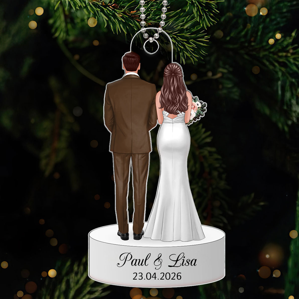 Personalised Wedding Acrylic Hanging Ornament for Couples