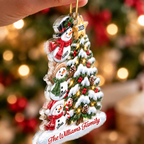 Personalised Family Acrylic Christmas Ornament wtih Names & Text - Snowman Design