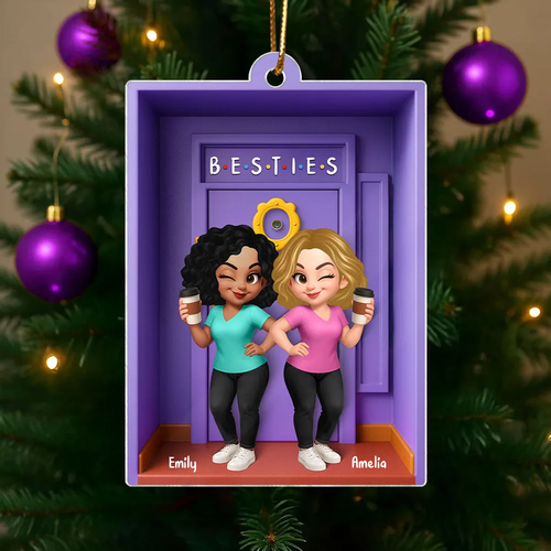 Personalised Acrylic Christmas Ornament for Bestie & Sister - Purple Door Design