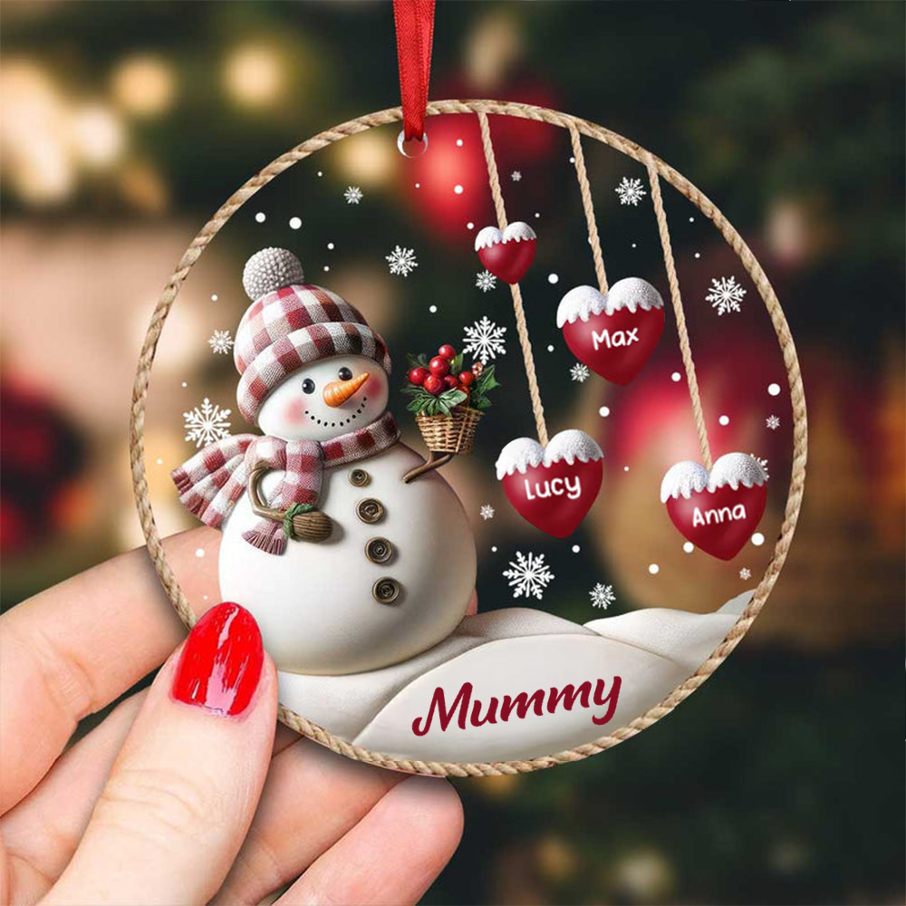 Personalised Acrylic Christmas Ornament for Grandma- Snowman Design
