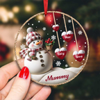 Personalised Acrylic Christmas Ornament for Grandma- Snowman Design