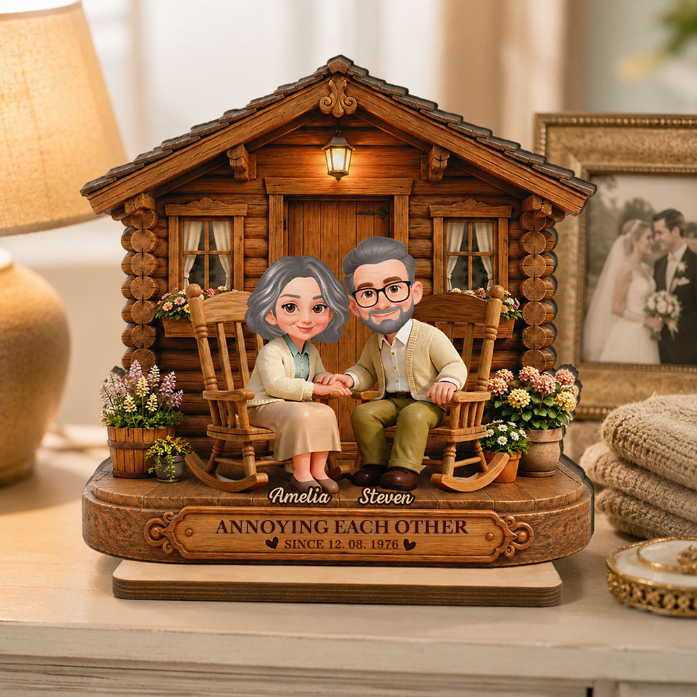 Personalised Couple Layered Wooden Plaque - Couple with House Design