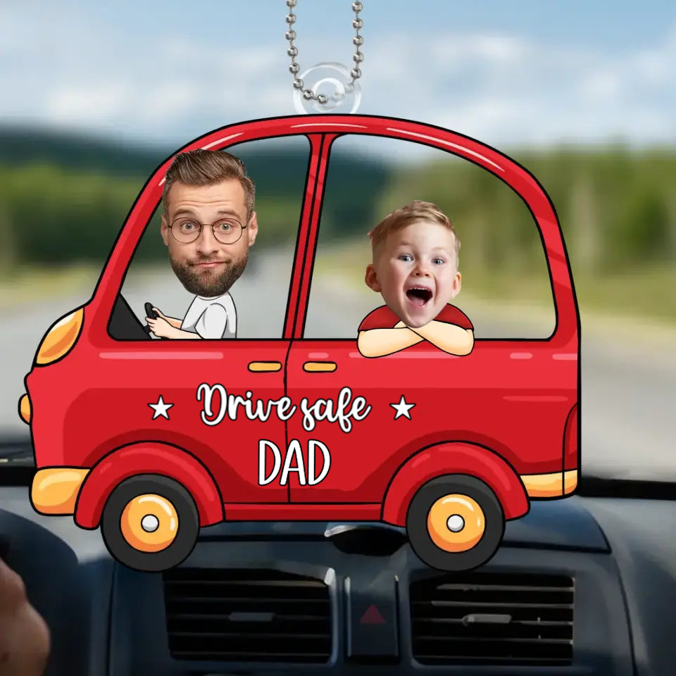 Personalised Acrylic Car Hanging Ornament with Fotos - Drive Safe Design