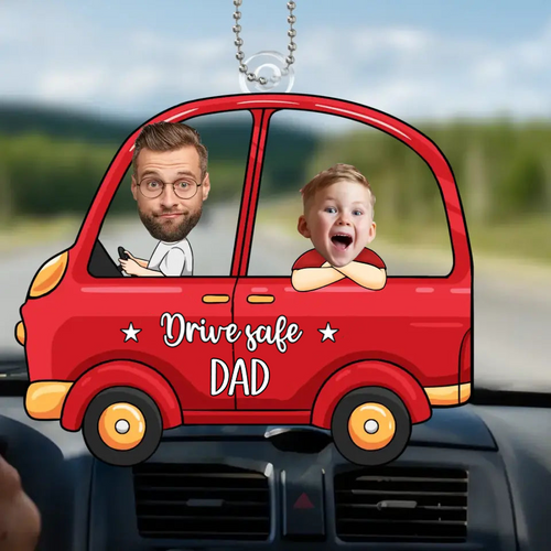 Personalised Acrylic Car Hanging Ornament with Fotos - Drive Safe Design