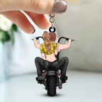 Personalised Acrylic Keyring - Couple and Motorbike