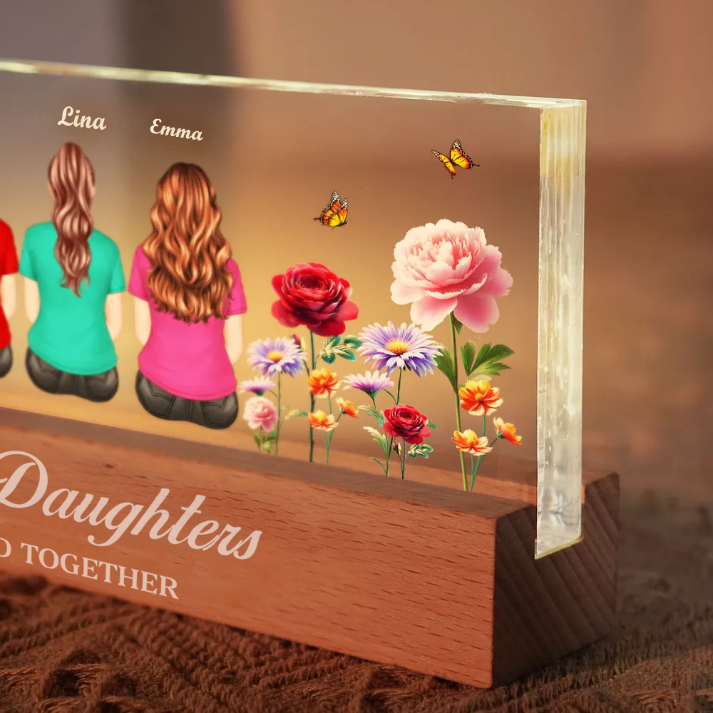 Personalised Family LED Night Light for Mum and Grandma - Birthflower Design