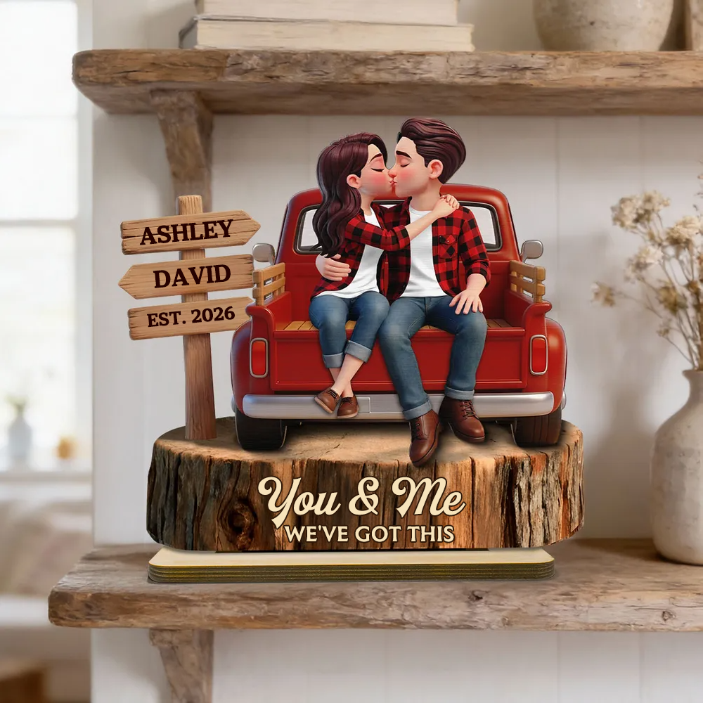 Personalised Anniversary Wooden Plaque - Couple and Truck