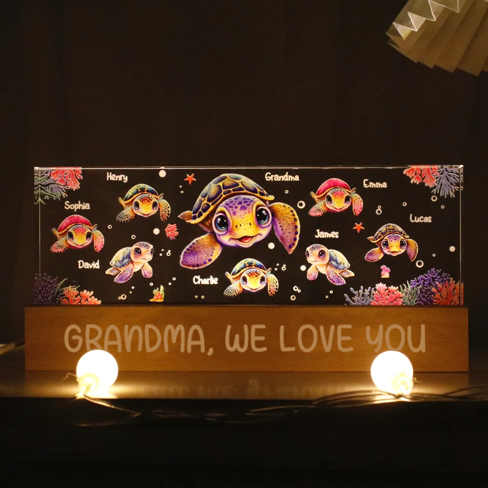 Personalised LED Nicht Light for Grandma - Turtle Design