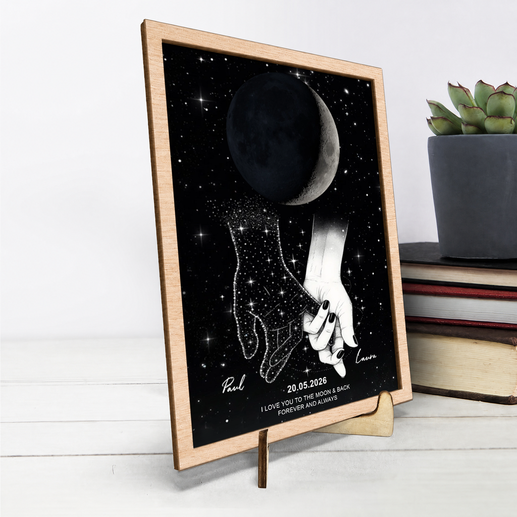 Personalised Memoiral Wooden Plaque with Moon Phase - Sympathy Gift