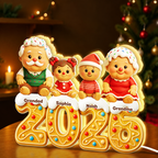Personalised Family LED Light Box with Names - Gingerbread Man Design
