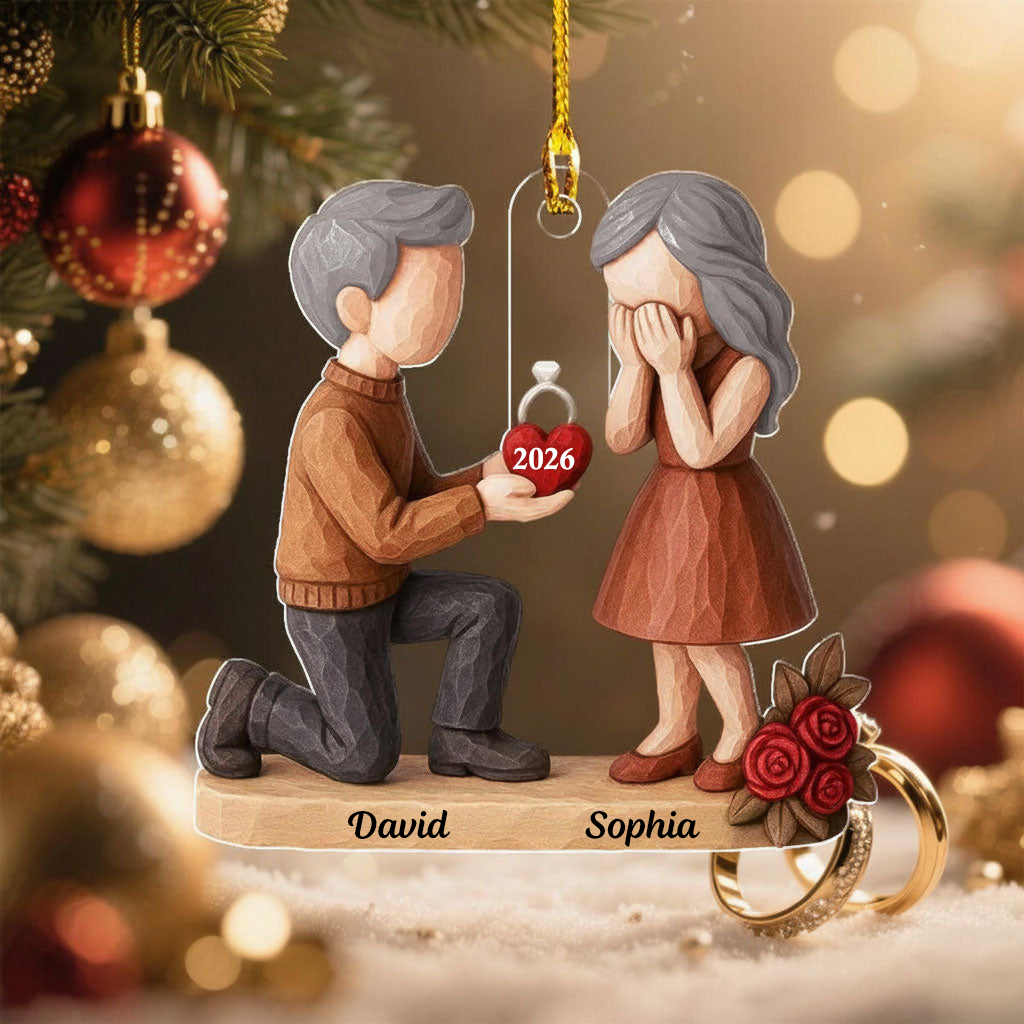 Personalised Anniversary Acrylic Hanging Ornament for Couples - Proposal Design