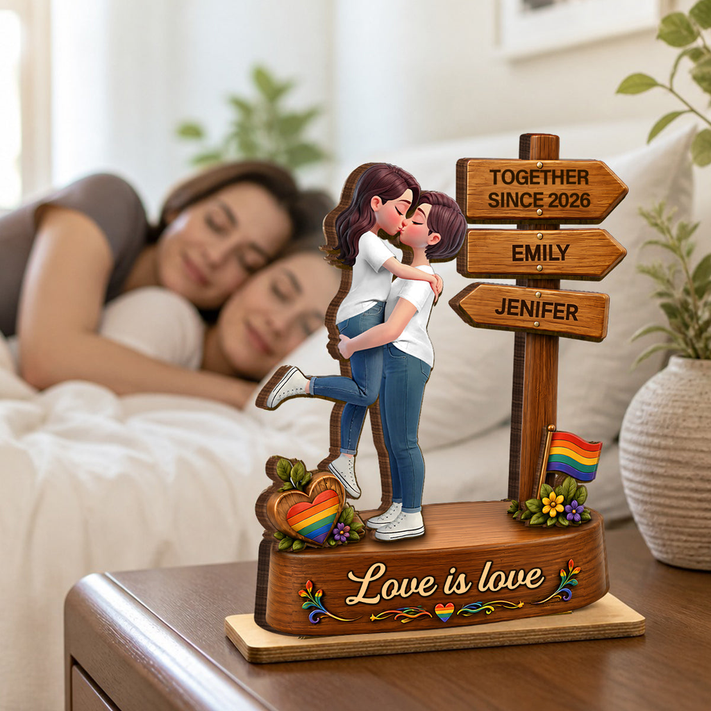 Personalised Anniversary Wooden Plaque for Same-Sex Couples - Together since...