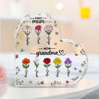 Personalised Floral Acrylic Plaque - First Mum, Now Grandma
