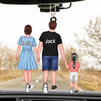 Personalised Family Acrylic Hanging Ornament - Dad, Mum and Children Design