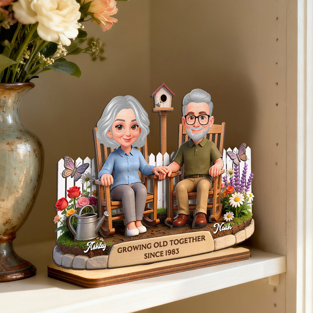 Personalised Anniversary Wooden Plaque for Couples - Holding Hands in Garden