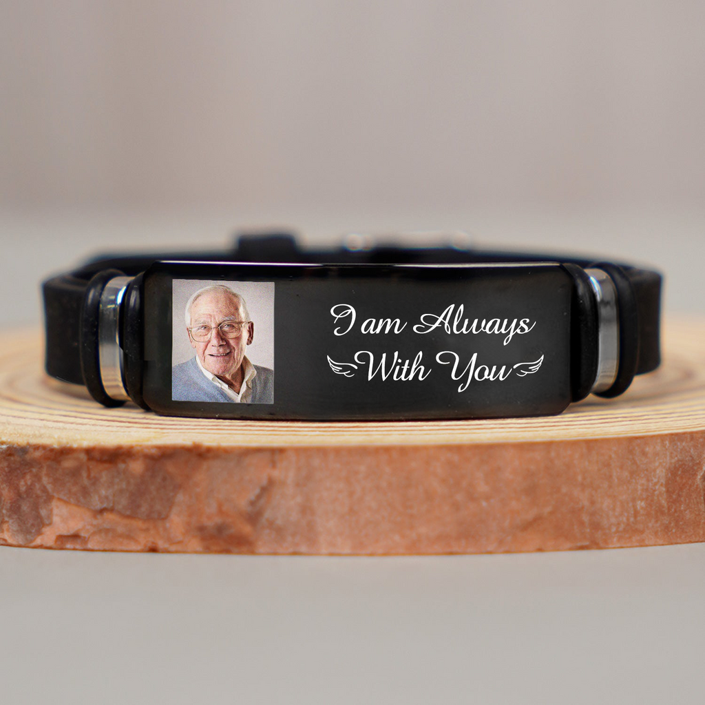 Personalised Memorial Silicone Bracelet with Photo - "I am Always with You"