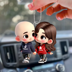 Personalised Couple Acrylic Hanging Ornament - Cartoon Character Design
