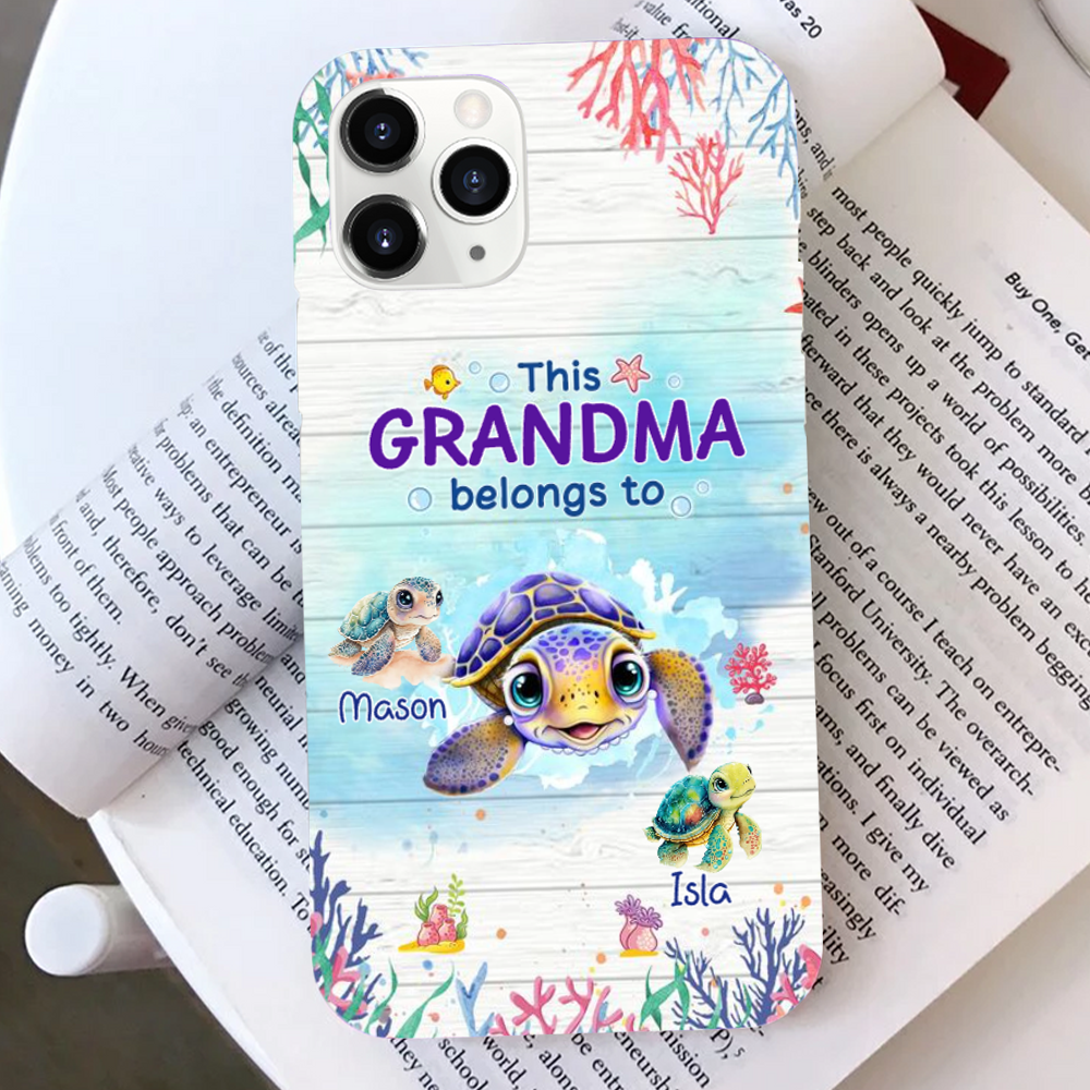 Personalised Silicone Phone Case for Grandma - Turtle Design for iPhone & Samsung Galaxy