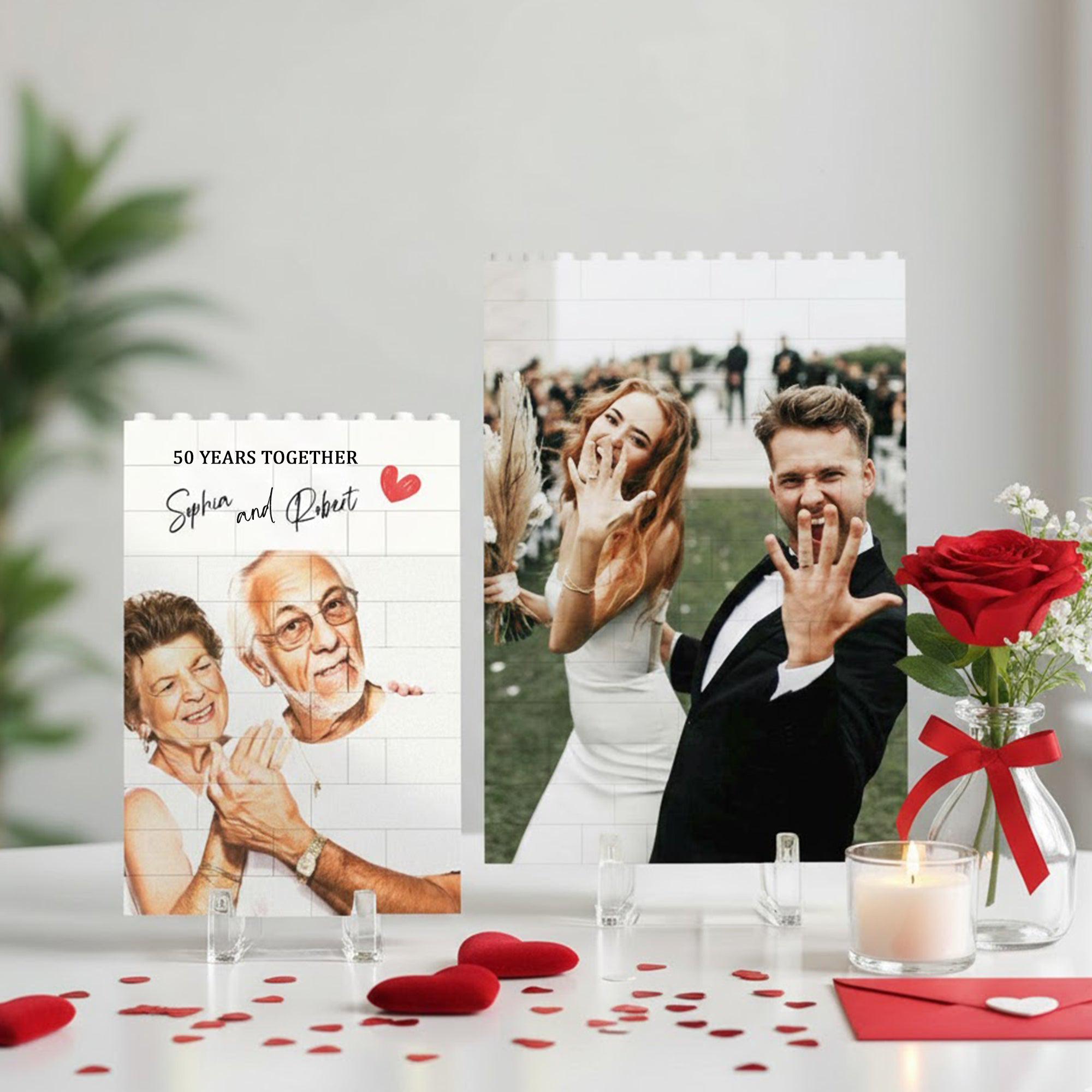 Personalised Building Brick Puzzle with Photo & Text Anniversay Gift