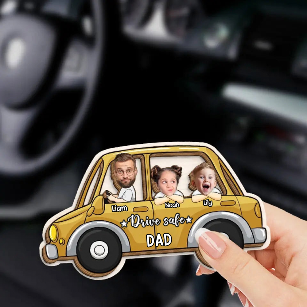 Personalised Drive Safe Car Sun Visor Clip with Photos for Dad