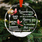 Personalised Memorial Glass Christmas Ornament with Names - Cardinal Design