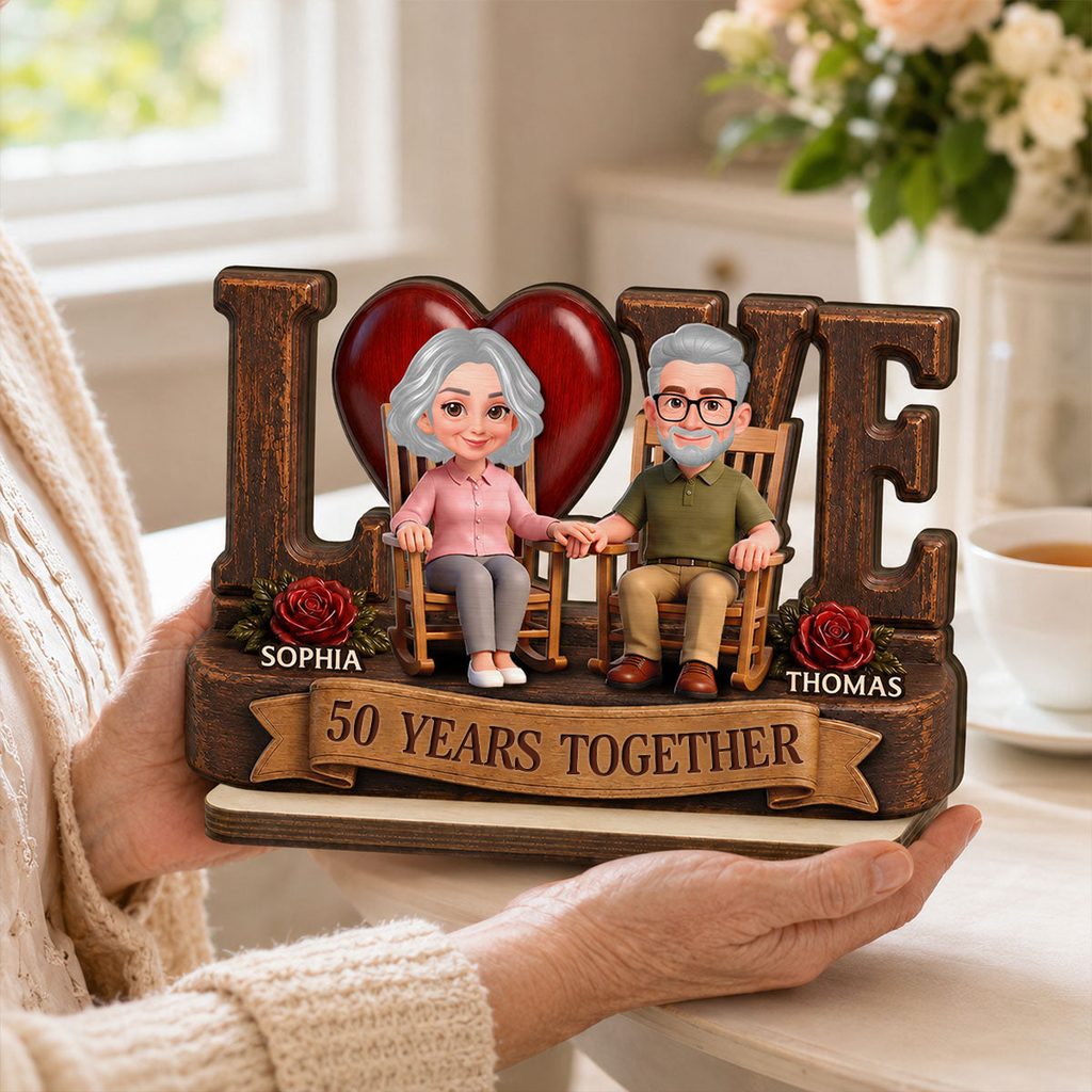 Personalised Anniversary Layered Wooden Plaque -  Love Couple Design