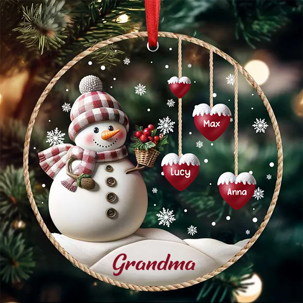 Personalised Acrylic Christmas Ornament for Grandma- Snowman Design