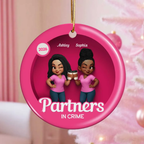 Personalised Ceramic Christmas Ornament for Besties & Sisters - Pink Design
