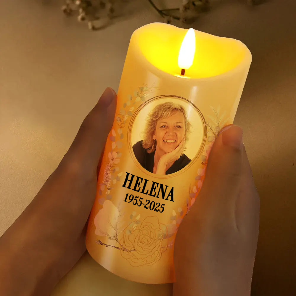 Personalised Memorial LED Candle with Photo & Quote