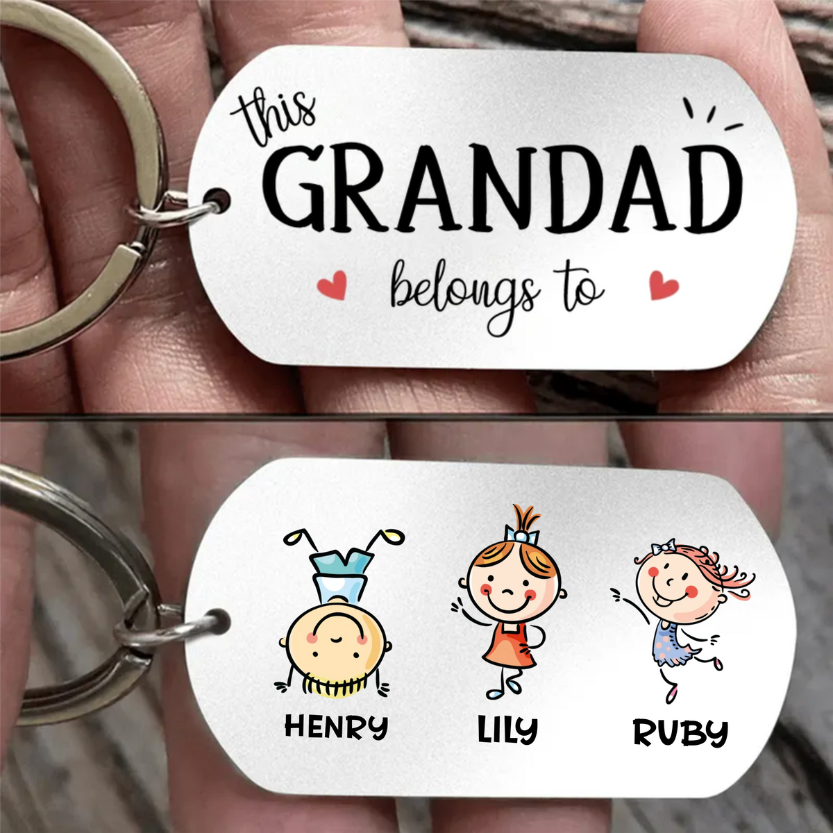 Personalised Stainless Steel Keyring with Children’s Names & Icons - This...belongs to Design