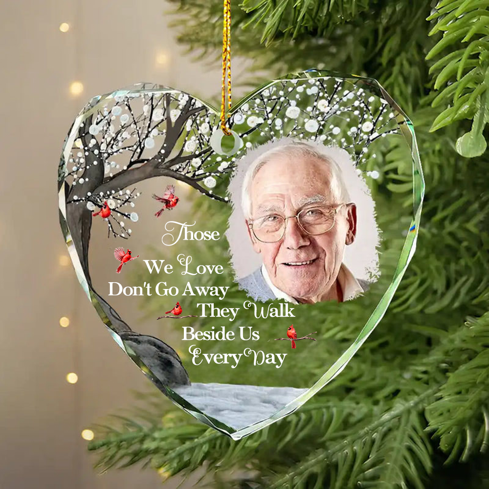Personalised Memorial Glass Christmas Ornament with Photo & Sentiment
