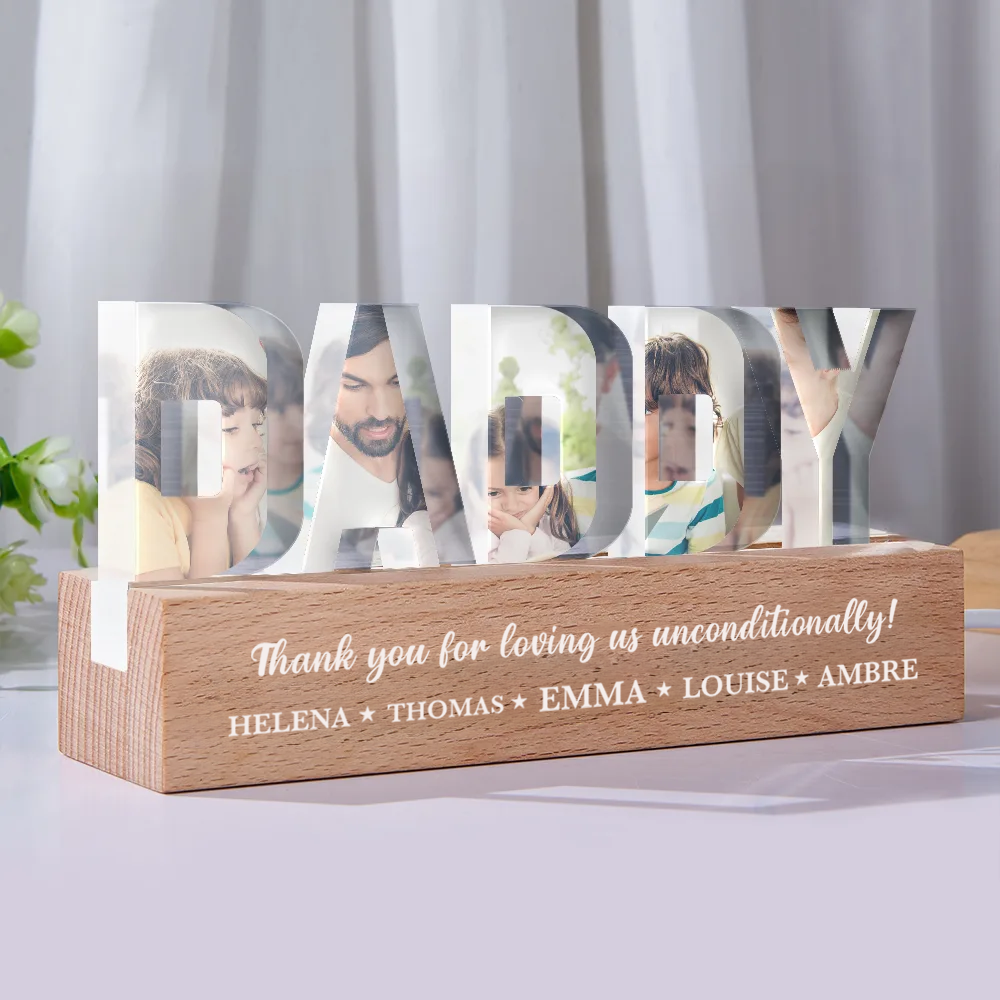 Personalised LED Night light with Photos  Gift for Dad and Grandad