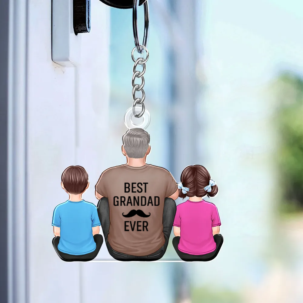 Personalised Acrylic Keyring -  Dad & Children Design