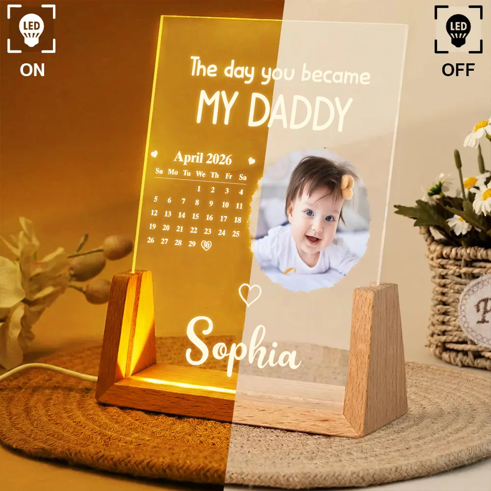 Personalised LED Night Light with Photo & Text - The Day you became my...