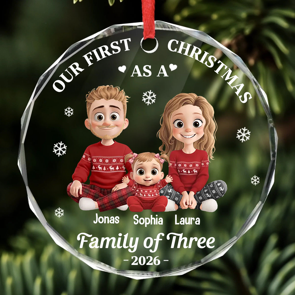 Personalised Glass Christmas Ornament - Our First Christmas as a Family of ...