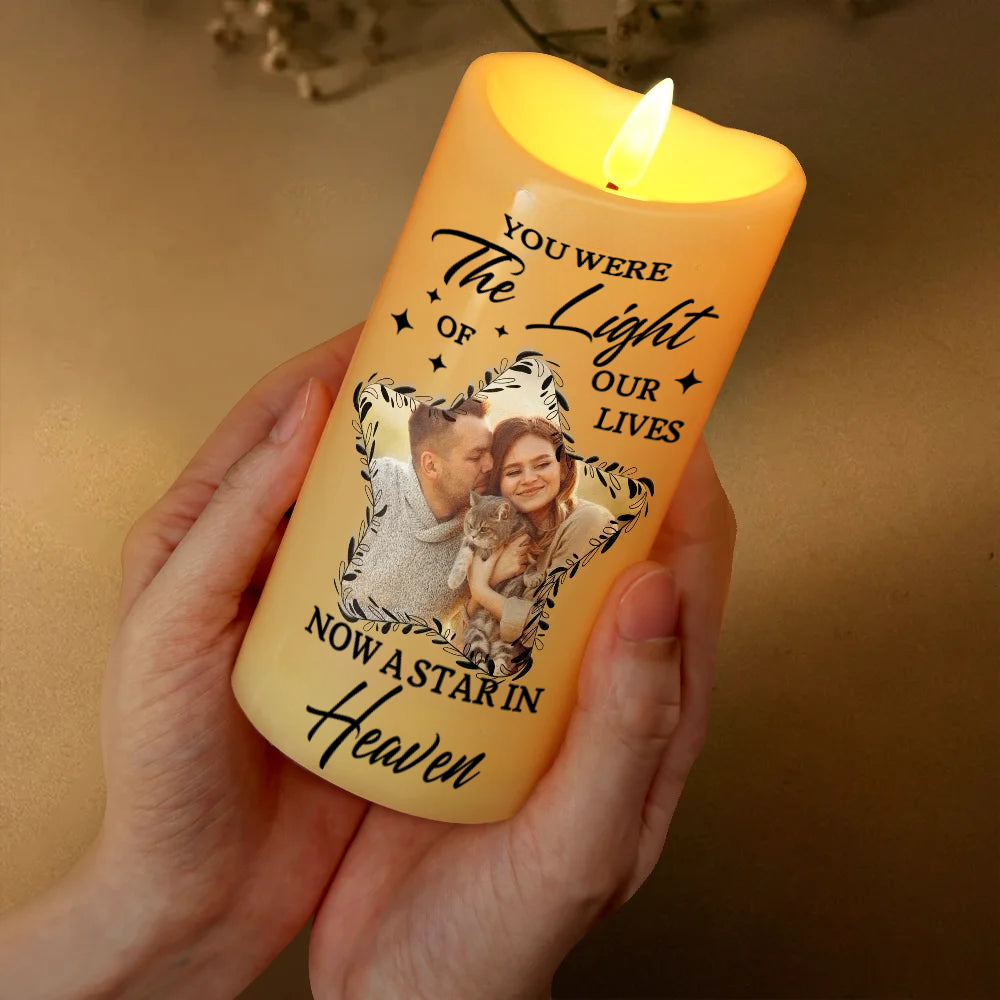 Personalised Memorial LED Candle with Photo - Star Design
