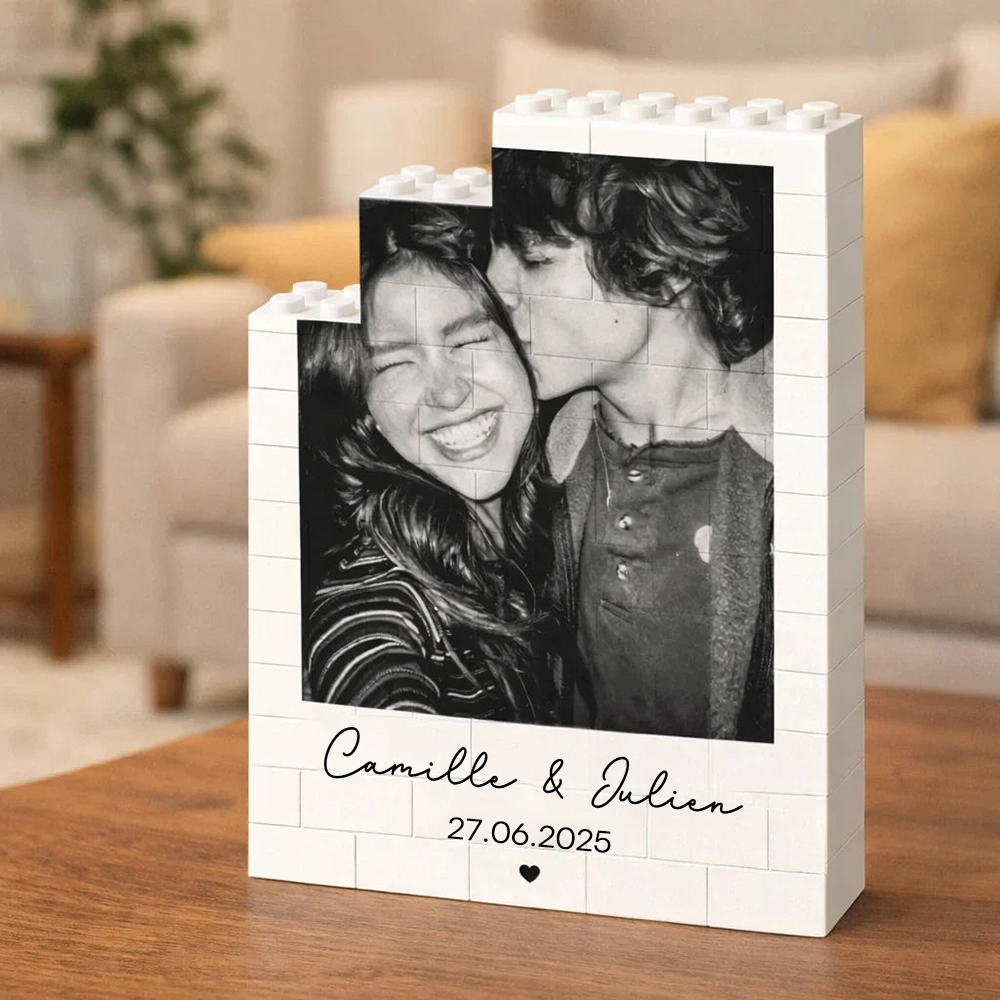 Personalised Building Brick Puzzle with Photo & Date