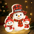 Personalised Grandma LED Light Box with Names - Snowman Design