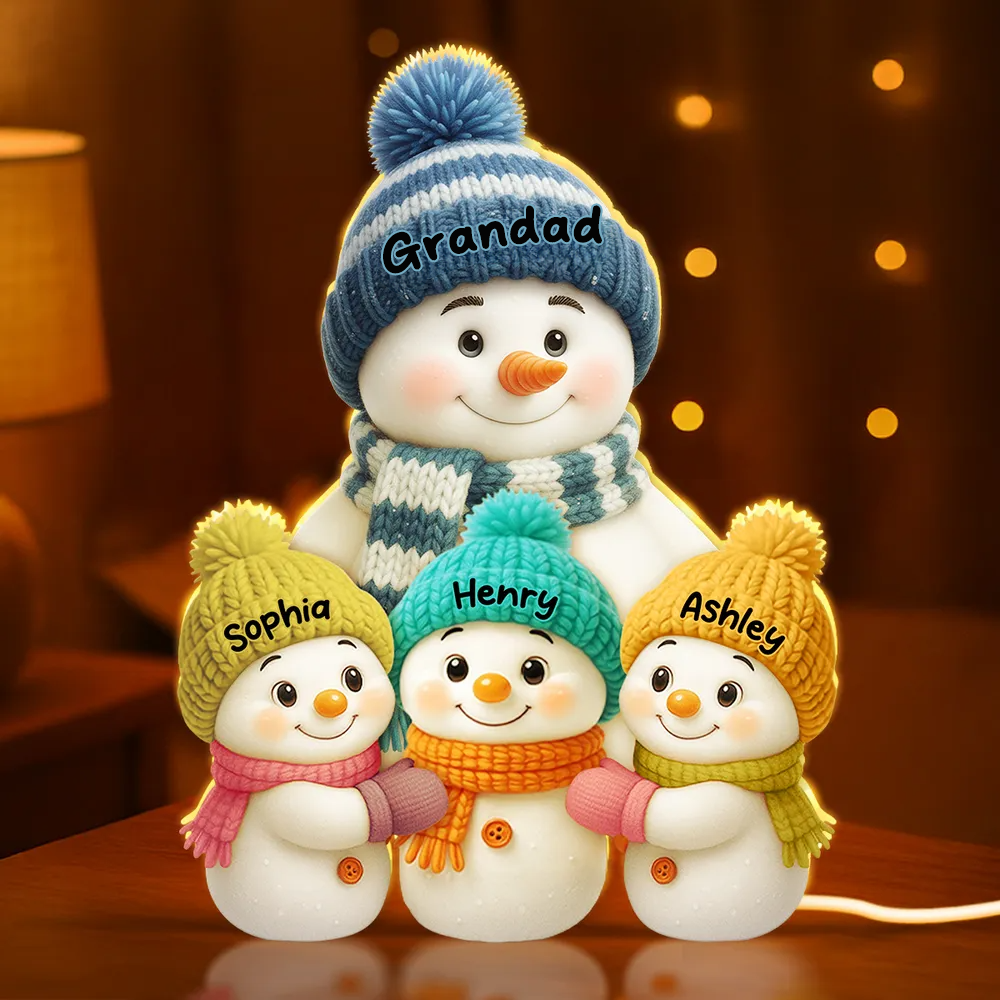 Personalised LED Light Box for Grandma and Grandad - Snowman Design
