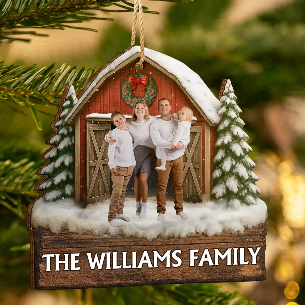 Personalised Family Wooden Christmas Ornament with Photo