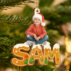 Personalised Wooden Christmas Ornament with Name & Photo