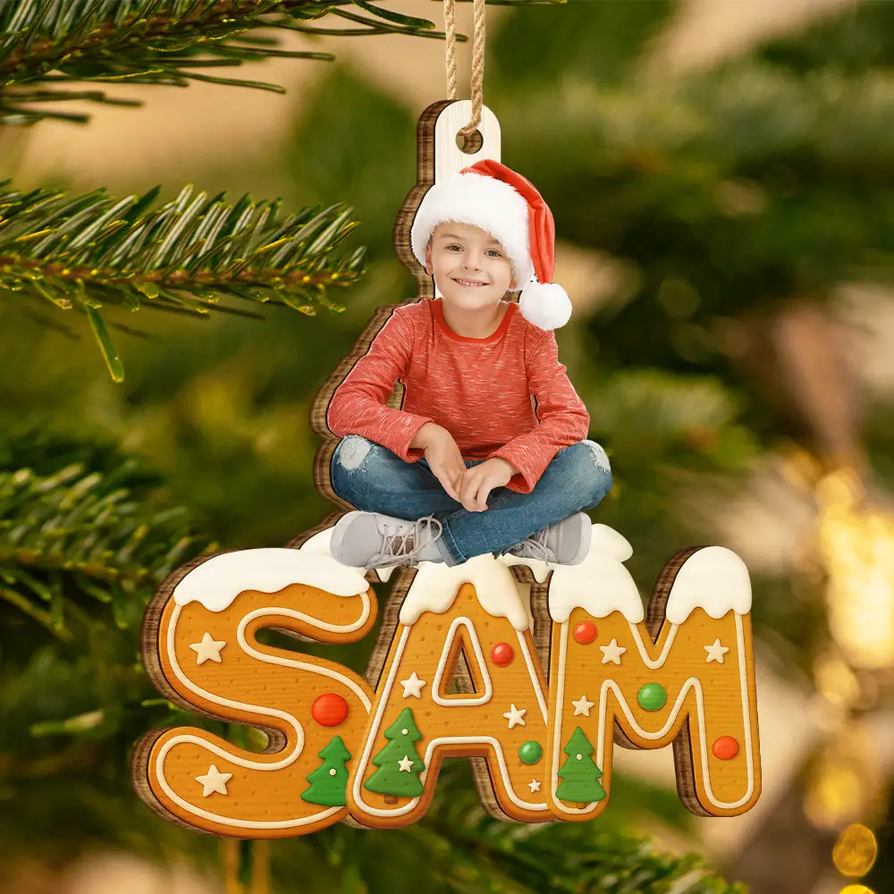 Personalised Wooden Christmas Ornament with Name & Photo