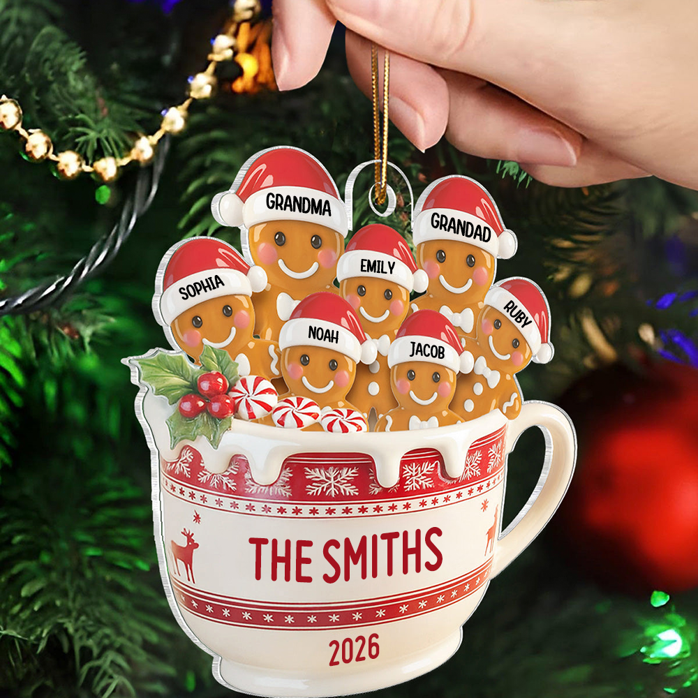 Personalised Acrylic Christmas Ornament - Gingerbread Man Design