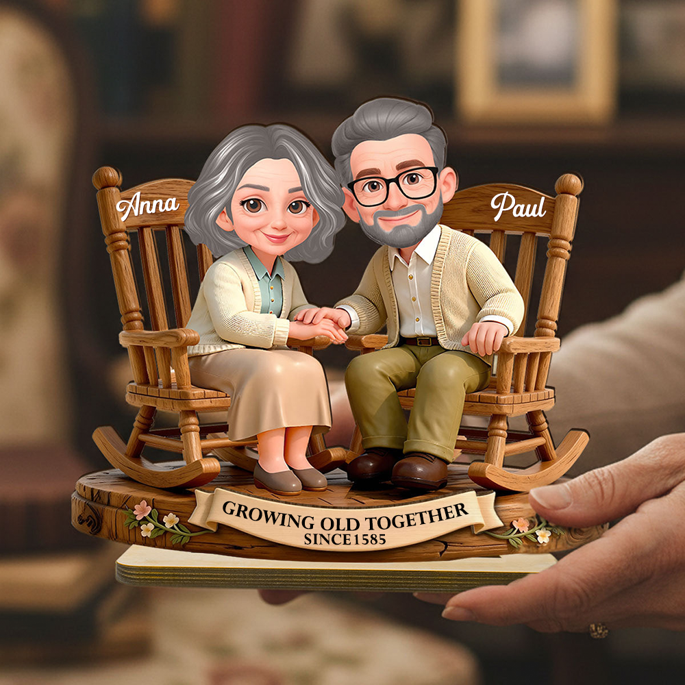 Personalised Anniversary 2D Wooden Plaque for Couple - Growing Old Together since...