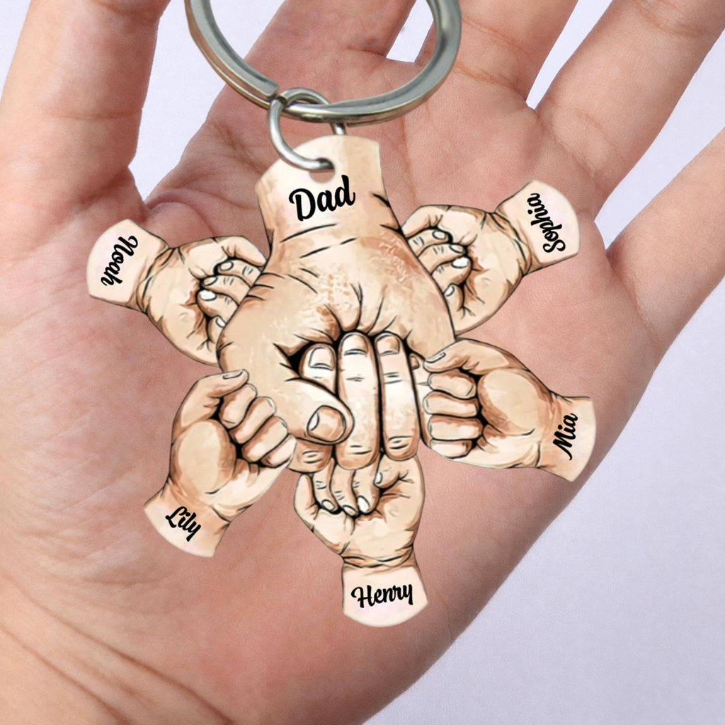 Personalised Acrylic Keyring for Dad - Fist-Bump-Design