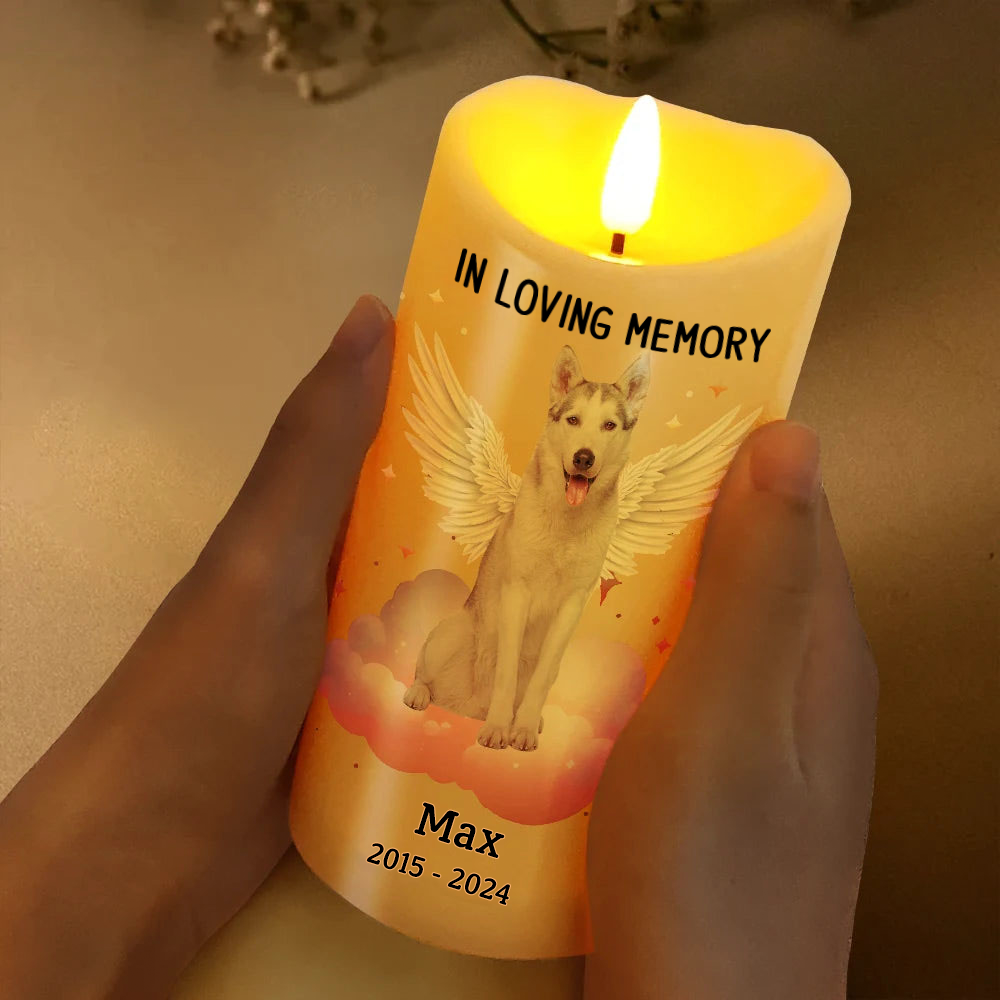 Personalised Memorial LED Candle with Photo - In Loving Memory