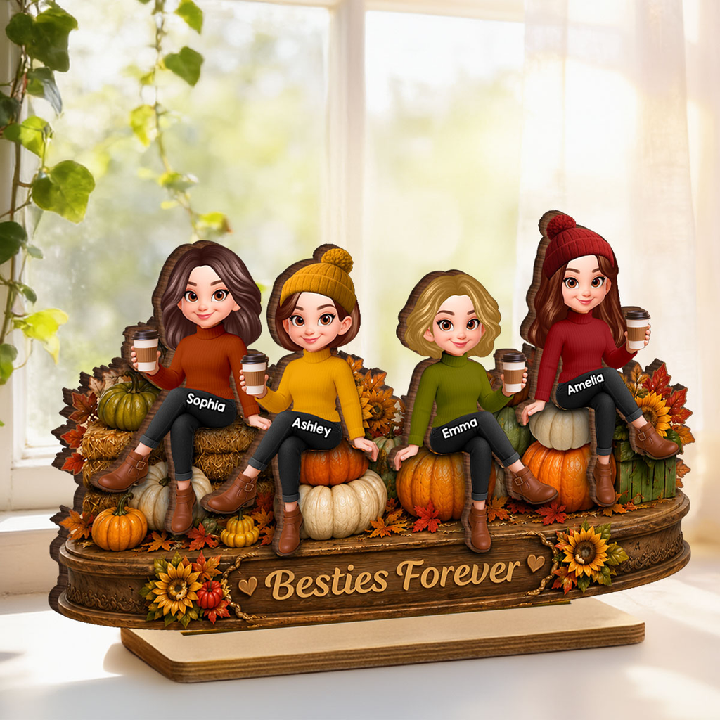 Personalised Best Friends Wooden Plaque - Pumpkin Design